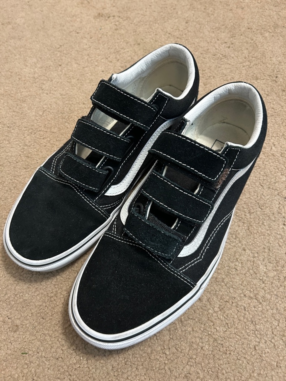 Vans Adults Old Skool Strap Sneakers - Black/White Mens 9.5 women’s 11